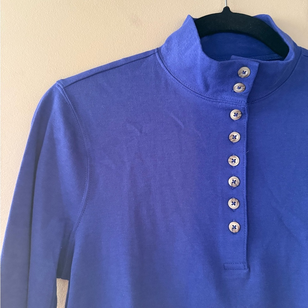 NWOT Appleseed’s Purple Mock Neck Button-Up T-Shirt - Picture 10 of 13